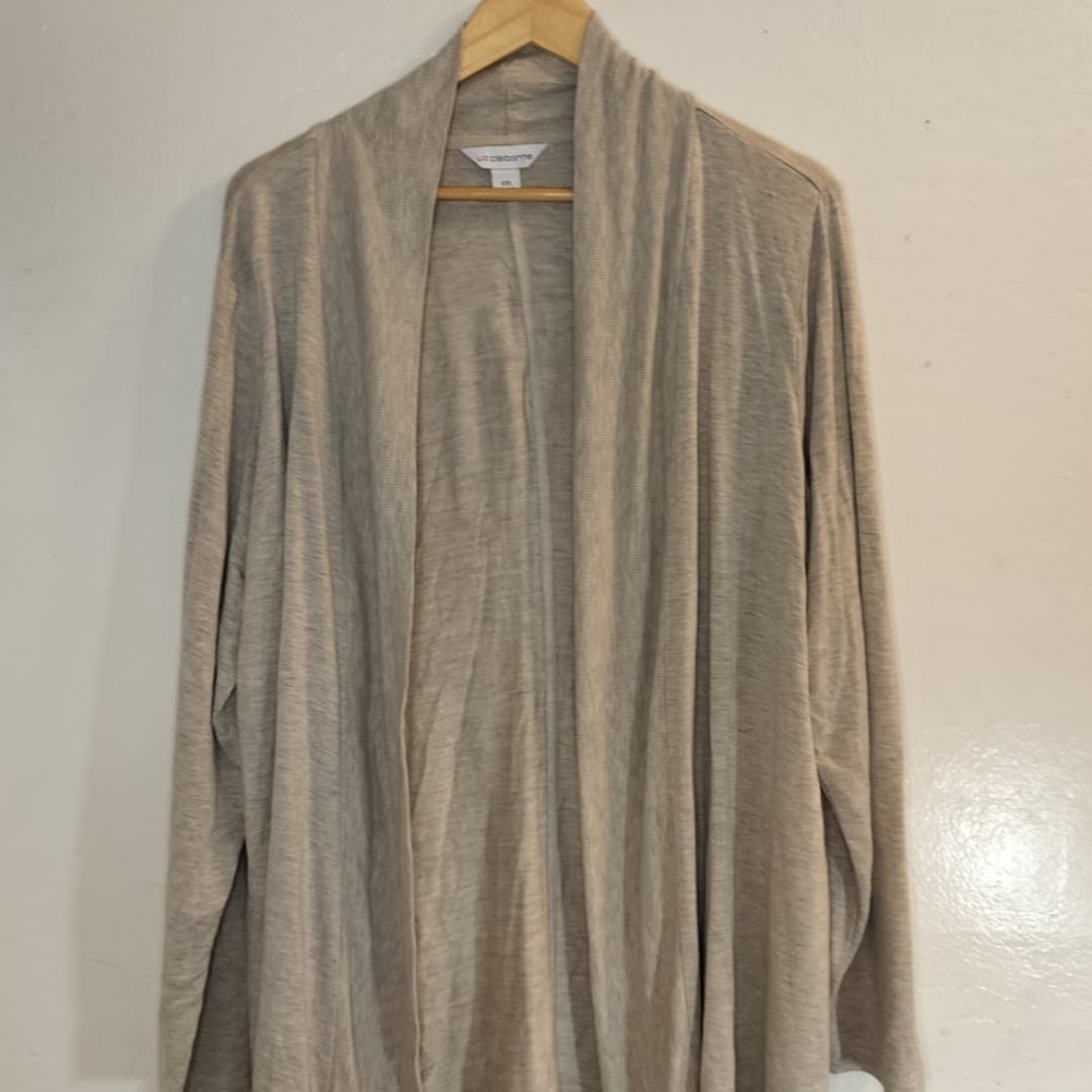 Liz Claiborne Cream Cardigan Sweater Open-Front